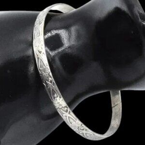 Art Nouveau Style Sterling Silver Taxco Mexico Bangle Bracelet 925